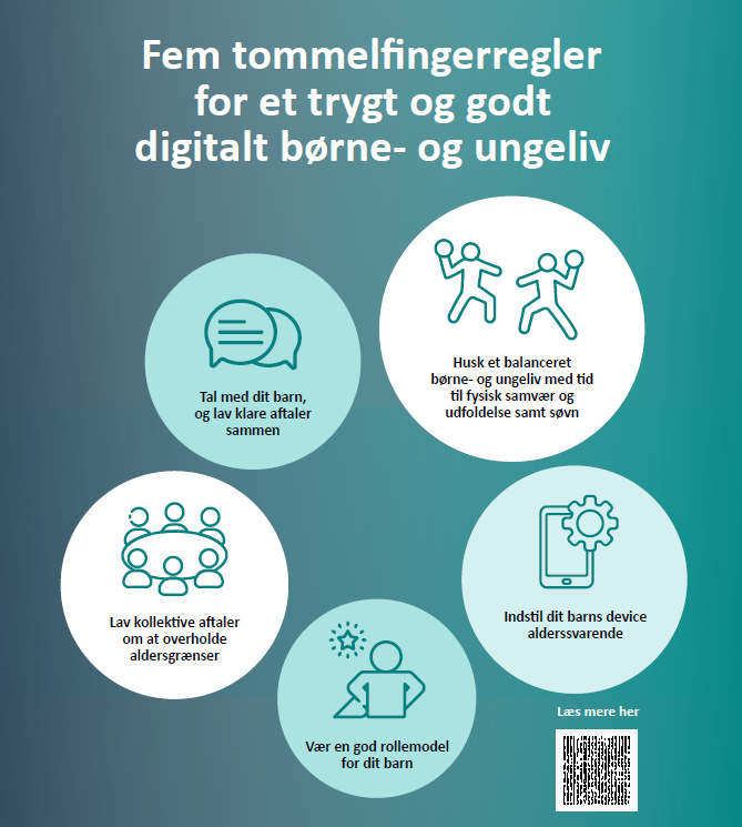 De fem tommelfingerregler Digitaliseringsministeriet De fem tommelfingerregler til forældre om børn og unges digitale liv